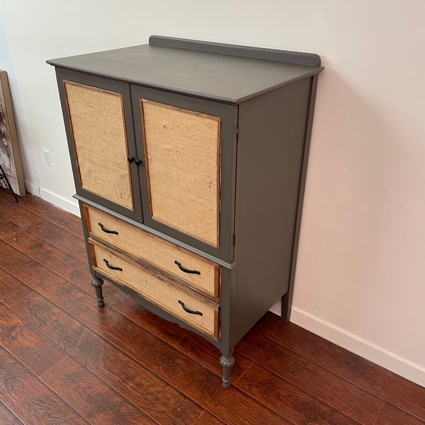 Vintage Grey Dresser Cabinet