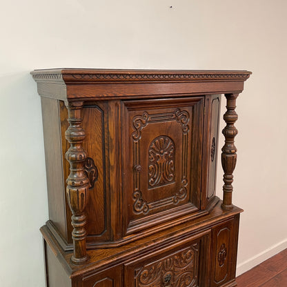 Jacobean Style 1920s Oak Renaissance Cabinet