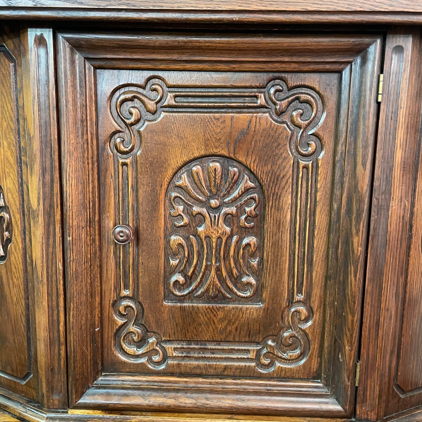 Jacobean Style 1920s Oak Renaissance Cabinet