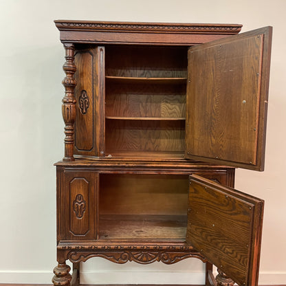 Jacobean Style 1920s Oak Renaissance Cabinet