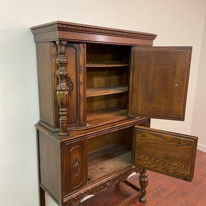 Jacobean Style 1920s Oak Renaissance Cabinet