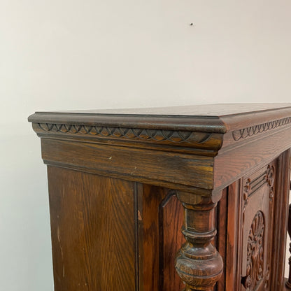 Jacobean Style 1920s Oak Renaissance Cabinet