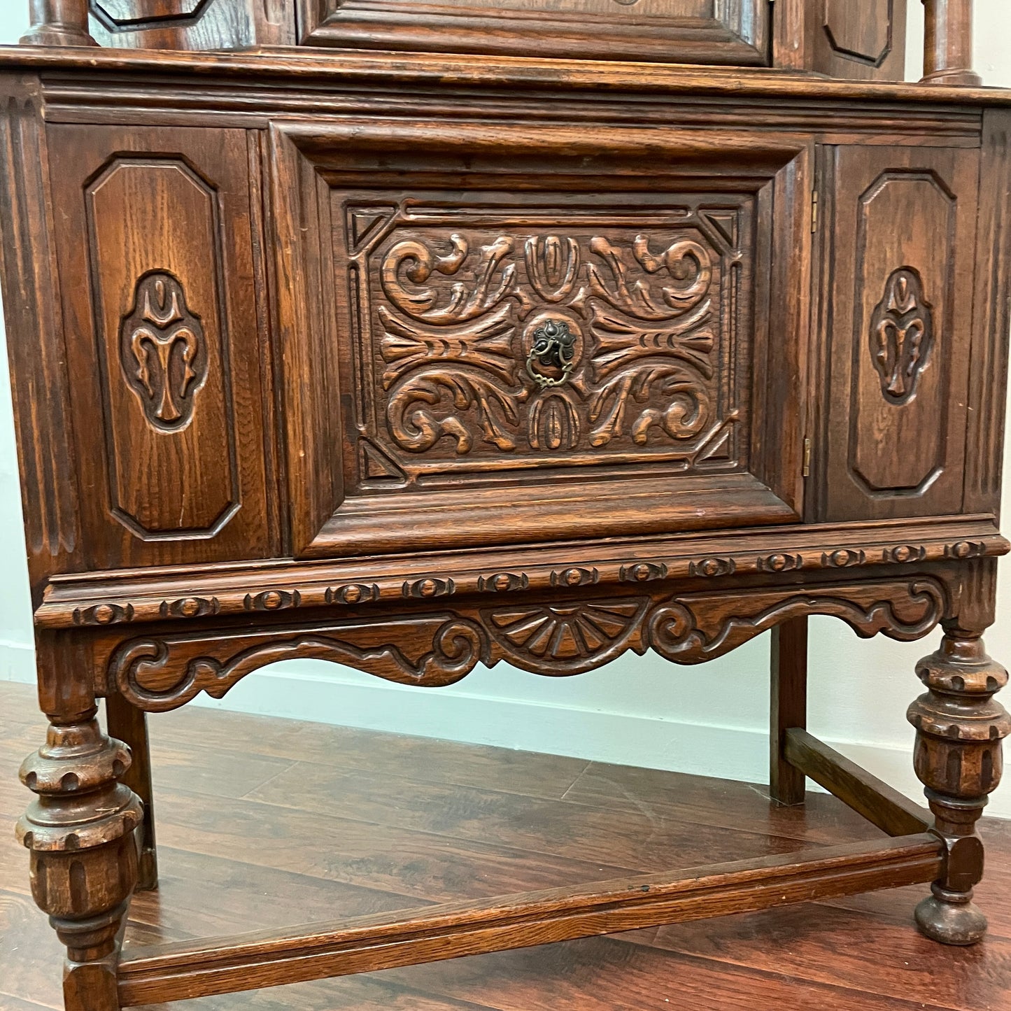 Jacobean Style 1920s Oak Renaissance Cabinet