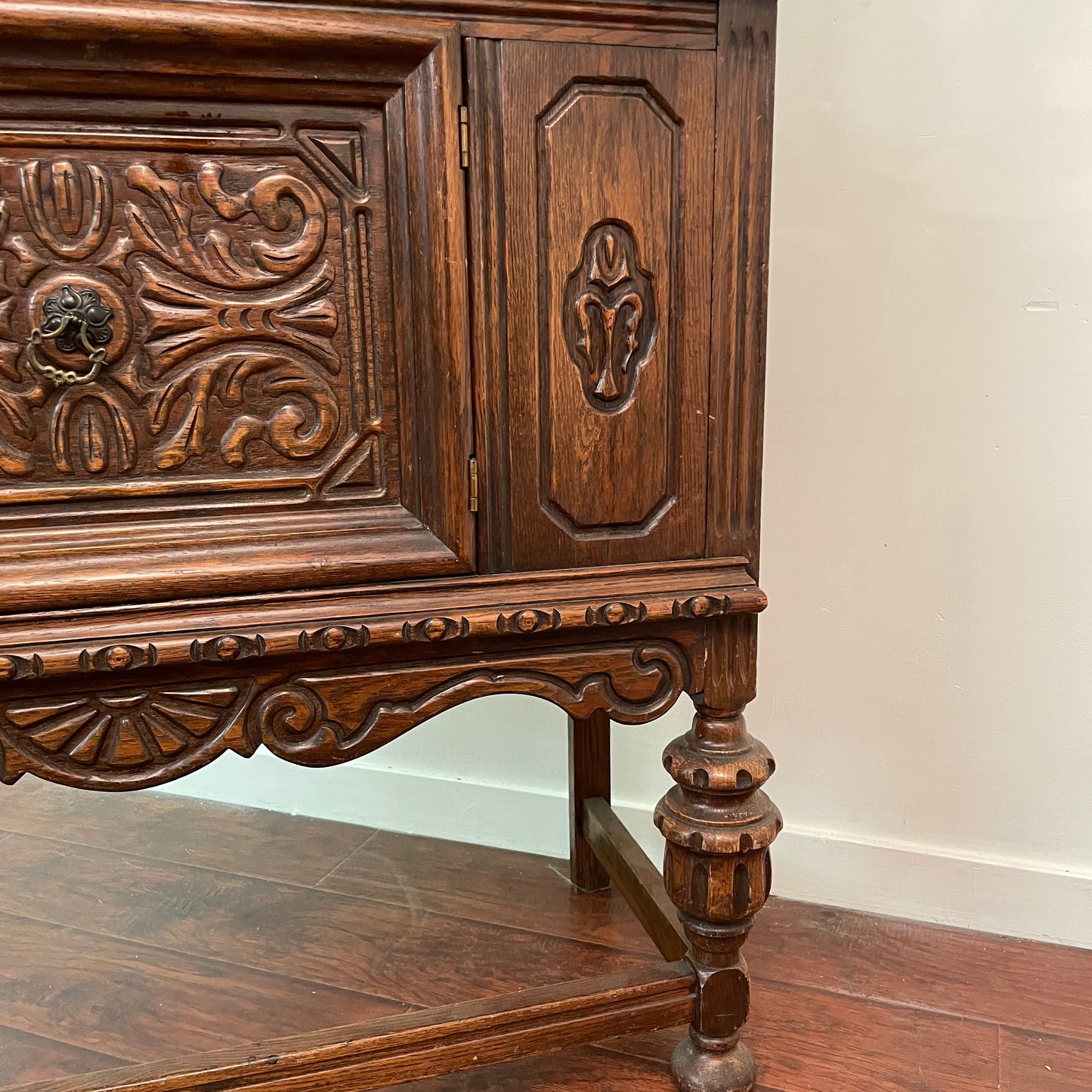 Jacobean Style 1920s Oak Renaissance Cabinet