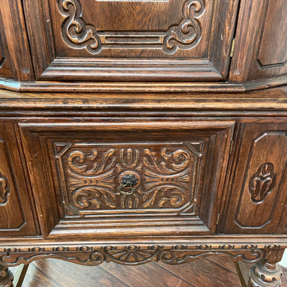 Jacobean Style 1920s Oak Renaissance Cabinet