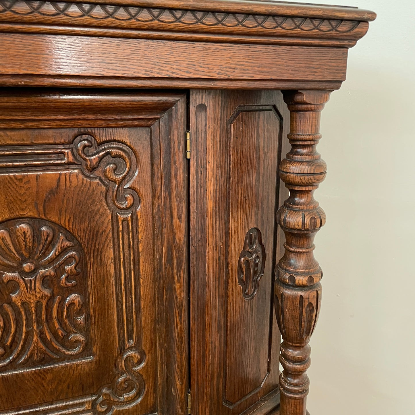 Jacobean Style 1920s Oak Renaissance Cabinet