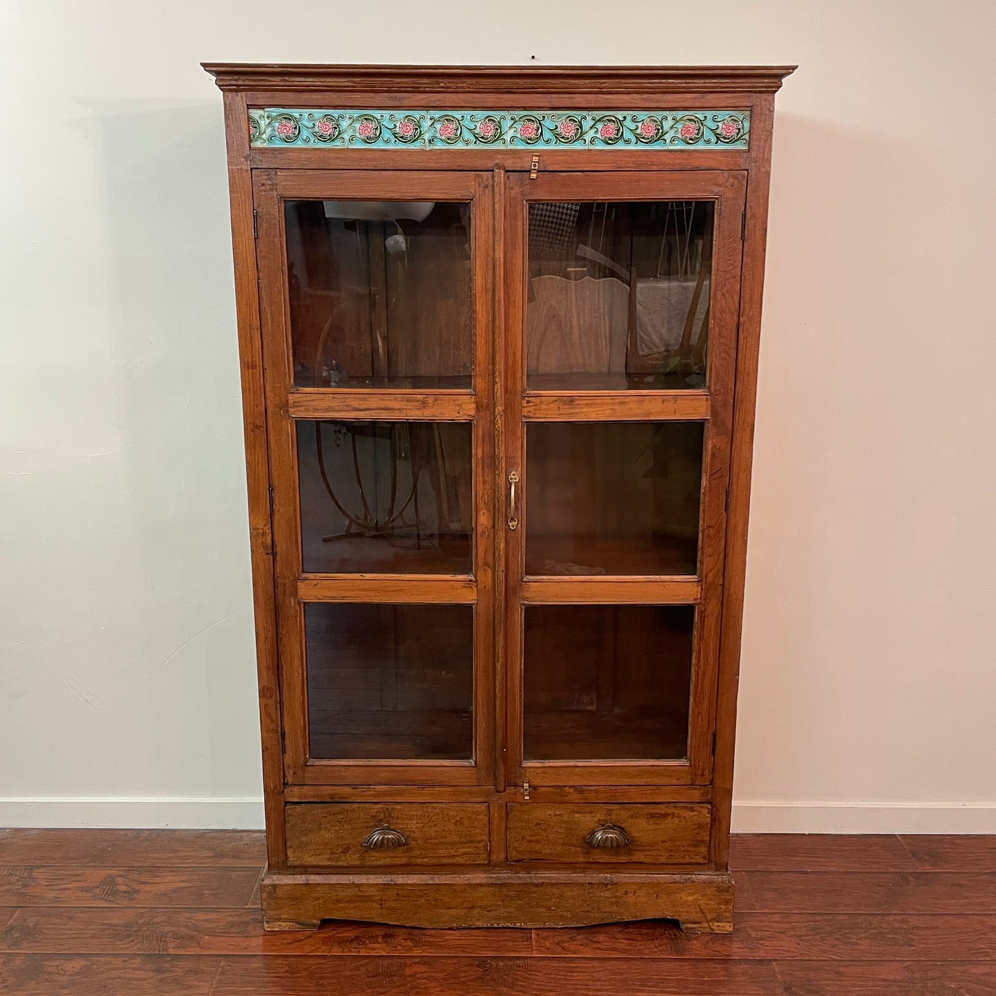 Green Teak Tile Cabinet