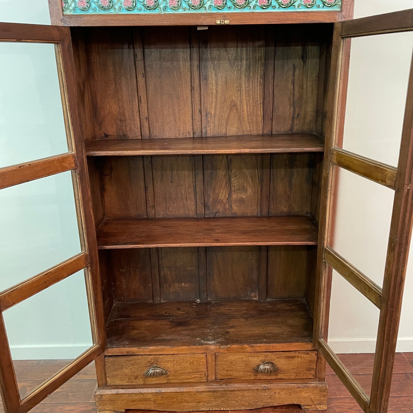 Green Teak Tile Cabinet