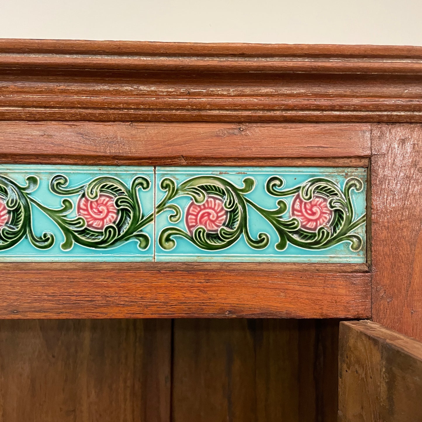 Green Teak Tile Cabinet