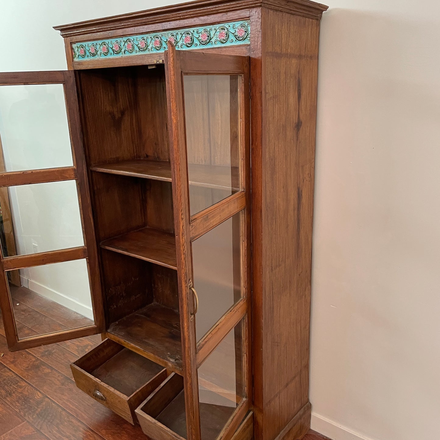 Green Teak Tile Cabinet