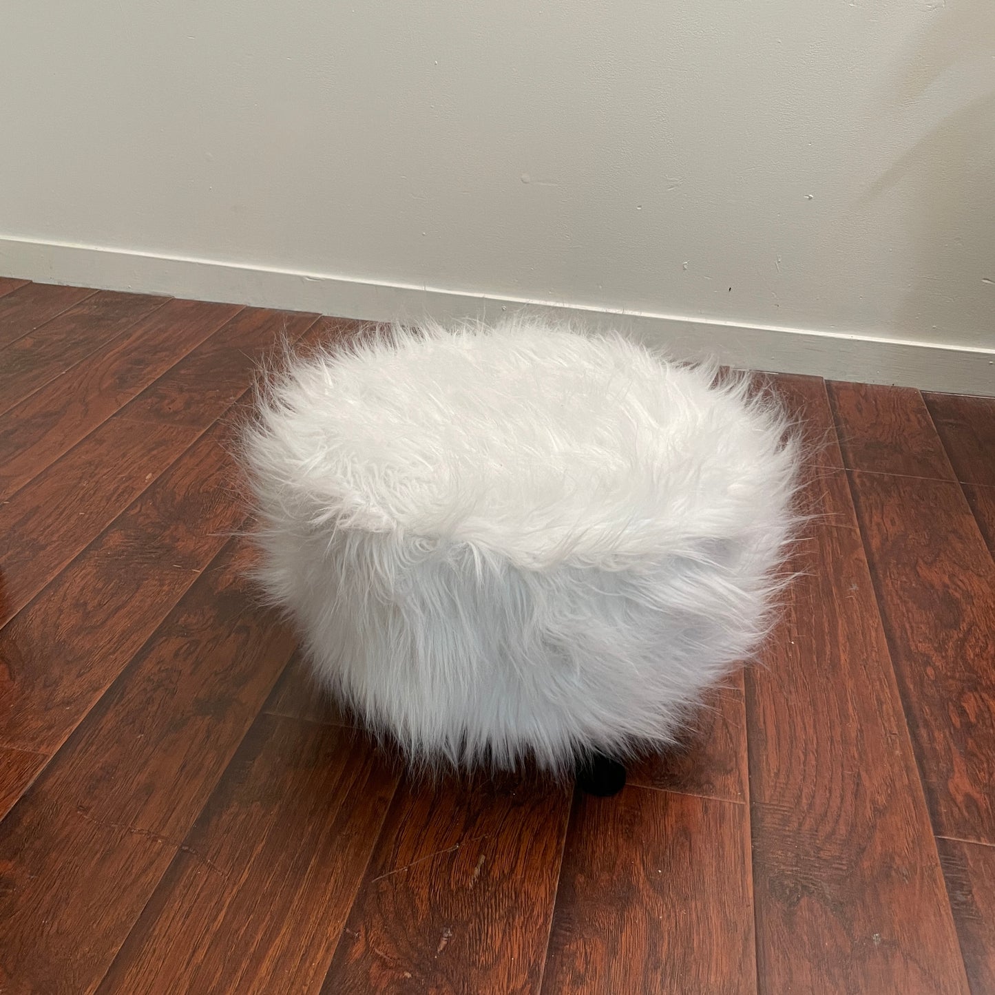 Jannel White Faux Fur Stool