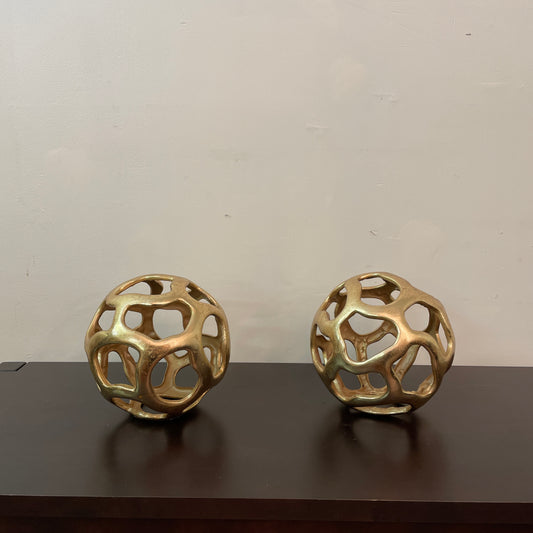 Set of 2 Decorative 'Brass' Look Ball