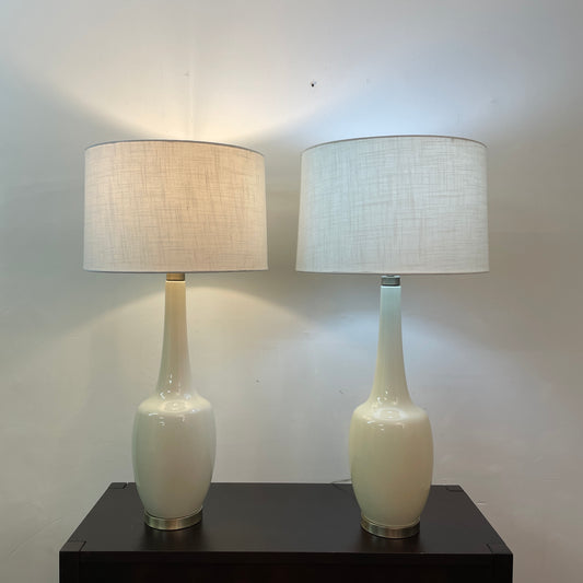 Pair of White ''Tanner Kenzie'' Style Table Lamps