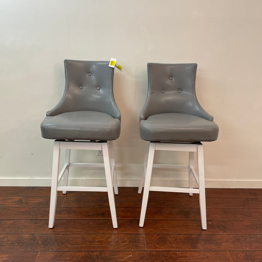 White Grey Leather-Look Bar Stool (set of 2)