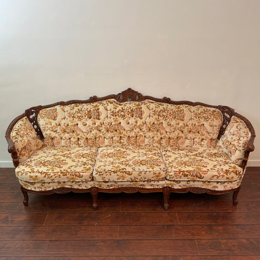 French Provincial Carved Wood Sofa