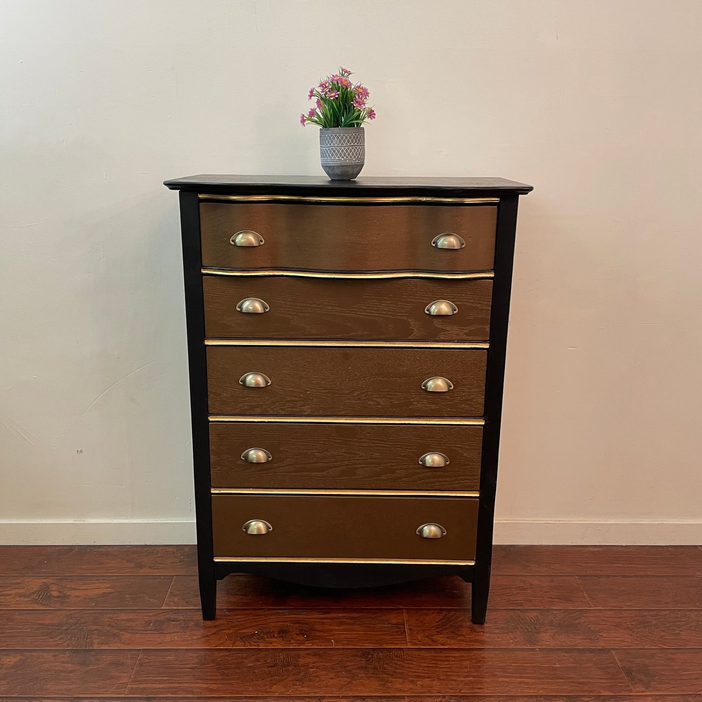 Serpentine Black and Gold Dresser