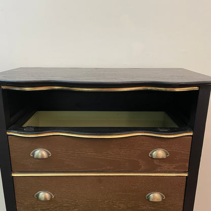 Serpentine Black and Gold Dresser