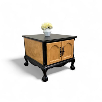 Black Side Table with Walnut Stain