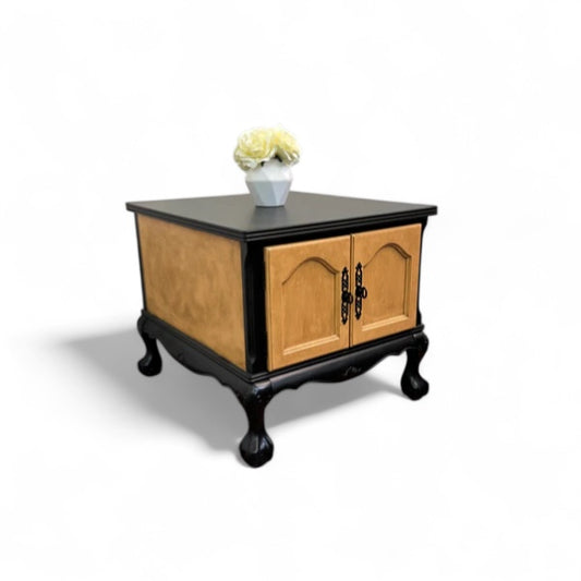 Black Side Table with Walnut Stain