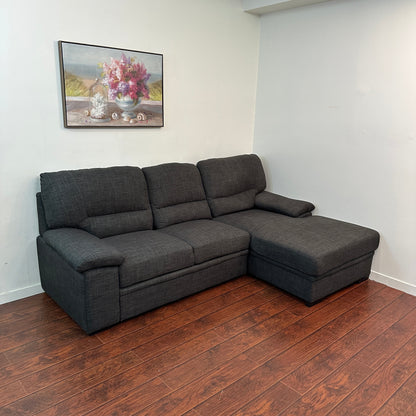 Charcoal Sleeper Sectional Sofa w/ Storage