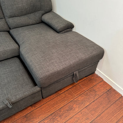 Charcoal Sleeper Sectional Sofa w/ Storage