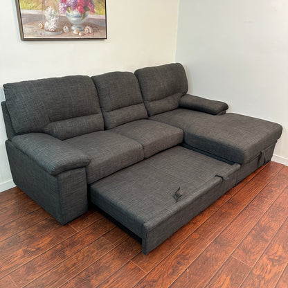 Charcoal Sleeper Sectional Sofa w/ Storage