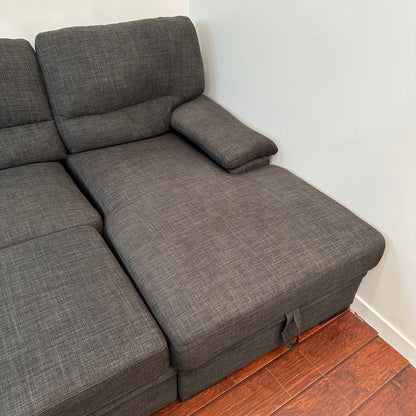 Charcoal Sleeper Sectional Sofa w/ Storage