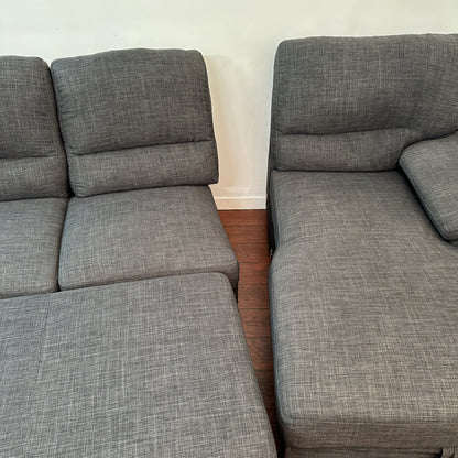 Charcoal Sleeper Sectional Sofa w/ Storage