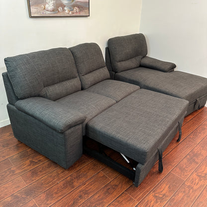 Charcoal Sleeper Sectional Sofa w/ Storage