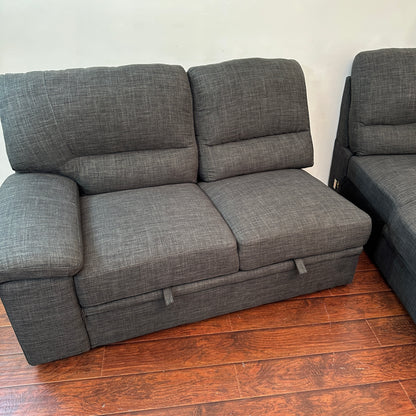 Charcoal Sleeper Sectional Sofa w/ Storage