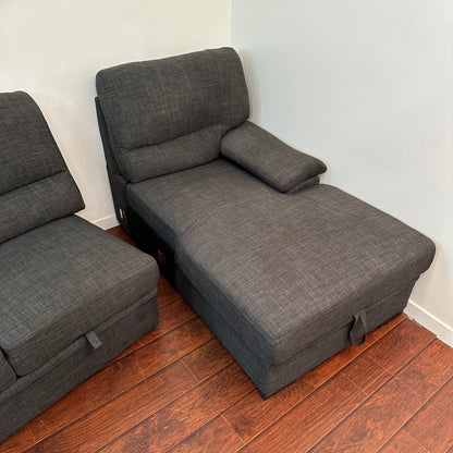 Charcoal Sleeper Sectional Sofa w/ Storage