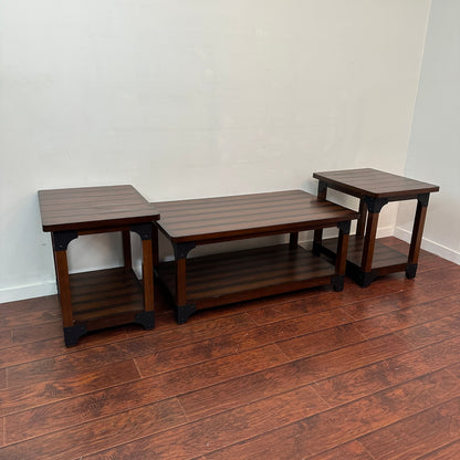 Wellington Coffee Table with 2 Side Table - Dark Walnut