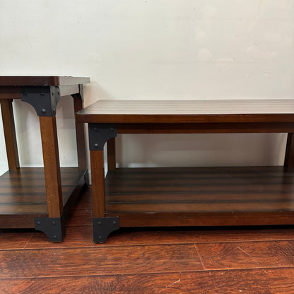 Wellington Coffee Table with 2 Side Table - Dark Walnut