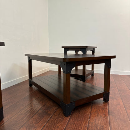 Wellington Coffee Table with 2 Side Table - Dark Walnut
