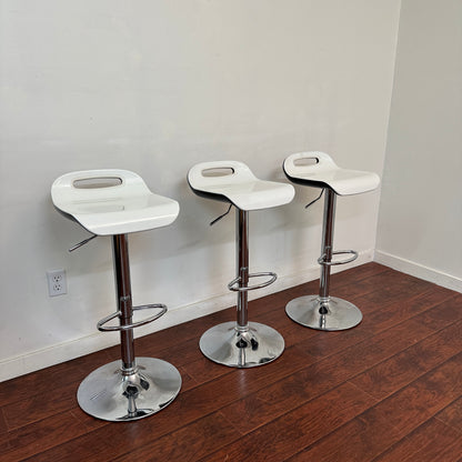White Swivel Adjustable HeightCounter Stool (set of 3)
