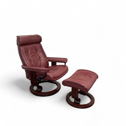 Maroon Ekornes 'Stressless' Leather Recliner Chair