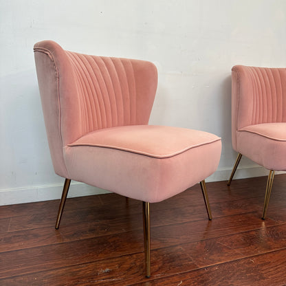 Quentin Velvet Salmon Accent Chairs (set of 2)