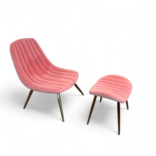 Marlene Velvet Accent Chair and Ottoman