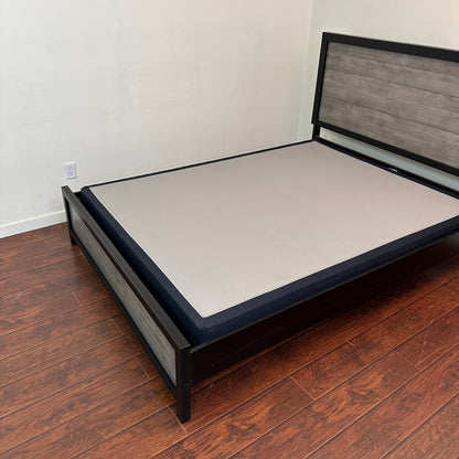 Black Panel Bed with Boxspring - Queen