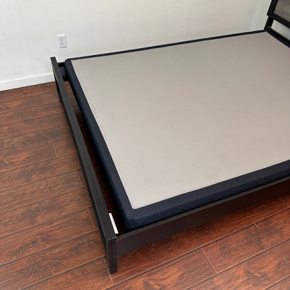 Black Panel Bed with Boxspring - Queen