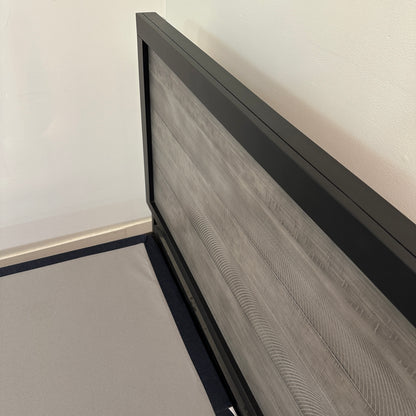 Black Panel Bed with Boxspring - Queen