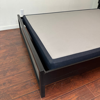 Black Panel Bed with Boxspring - Queen