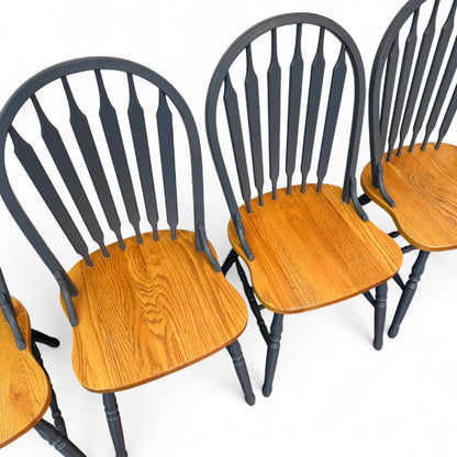 Oak & Blue Dining Chairs (set of 4)