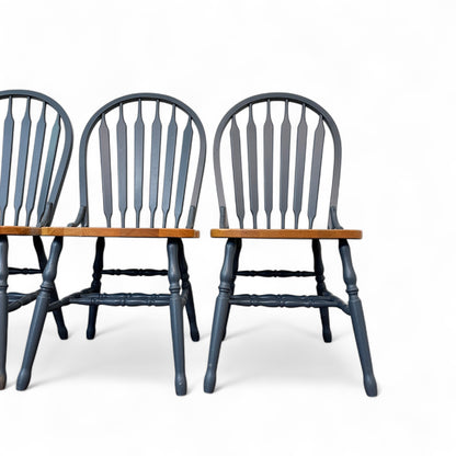 Oak & Blue Dining Chairs (set of 4)