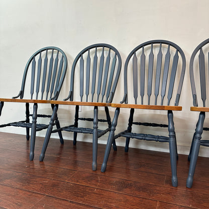 Oak & Blue Dining Chairs (set of 4)