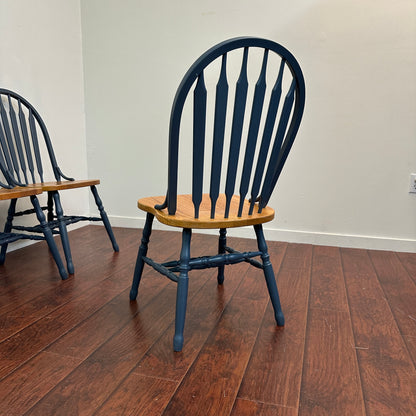 Oak & Blue Dining Chairs (set of 4)
