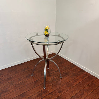 Bar-Height Round Glass Table