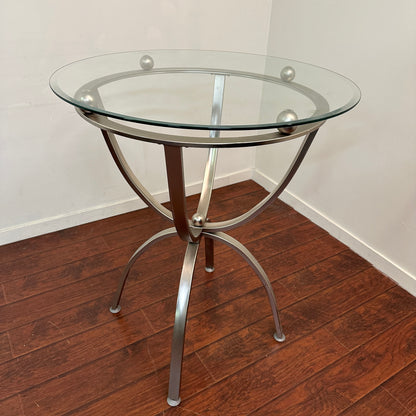 Bar-Height Round Glass Table