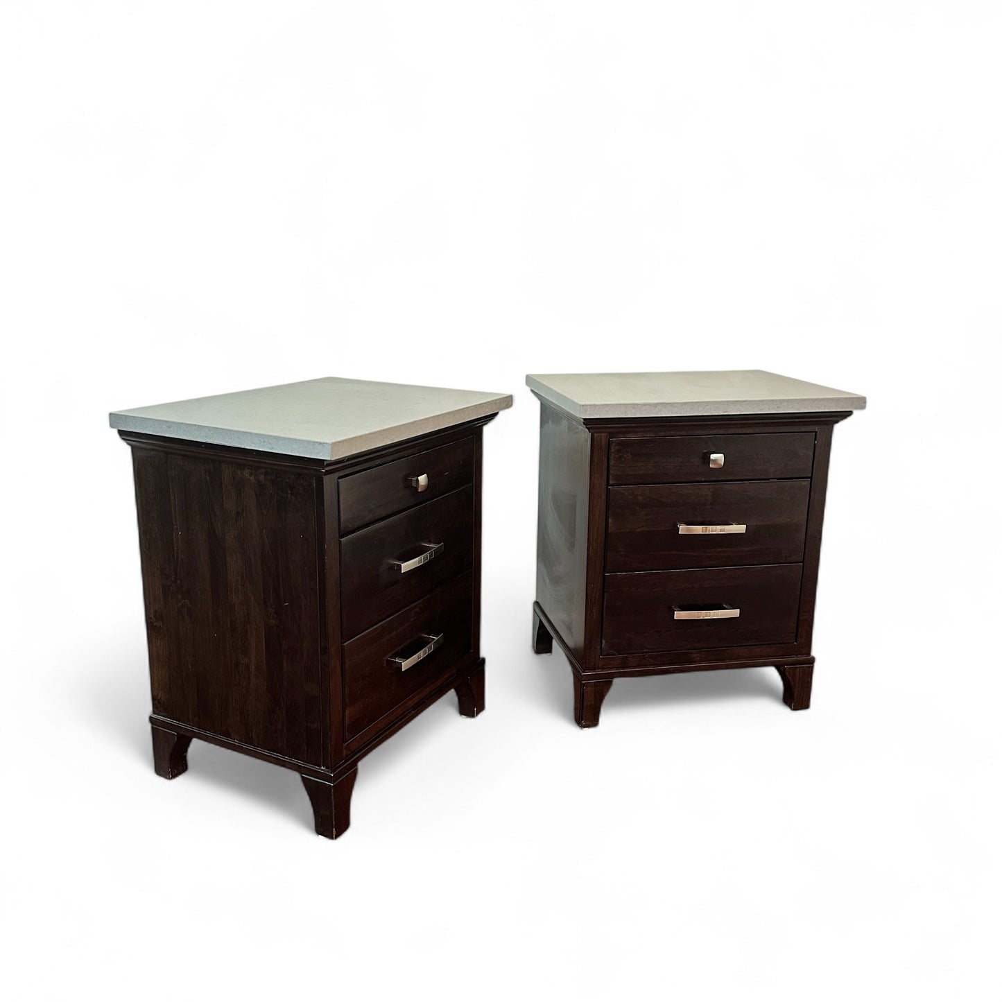 Solid Wood Nightstands with Stone Top (set of 2)