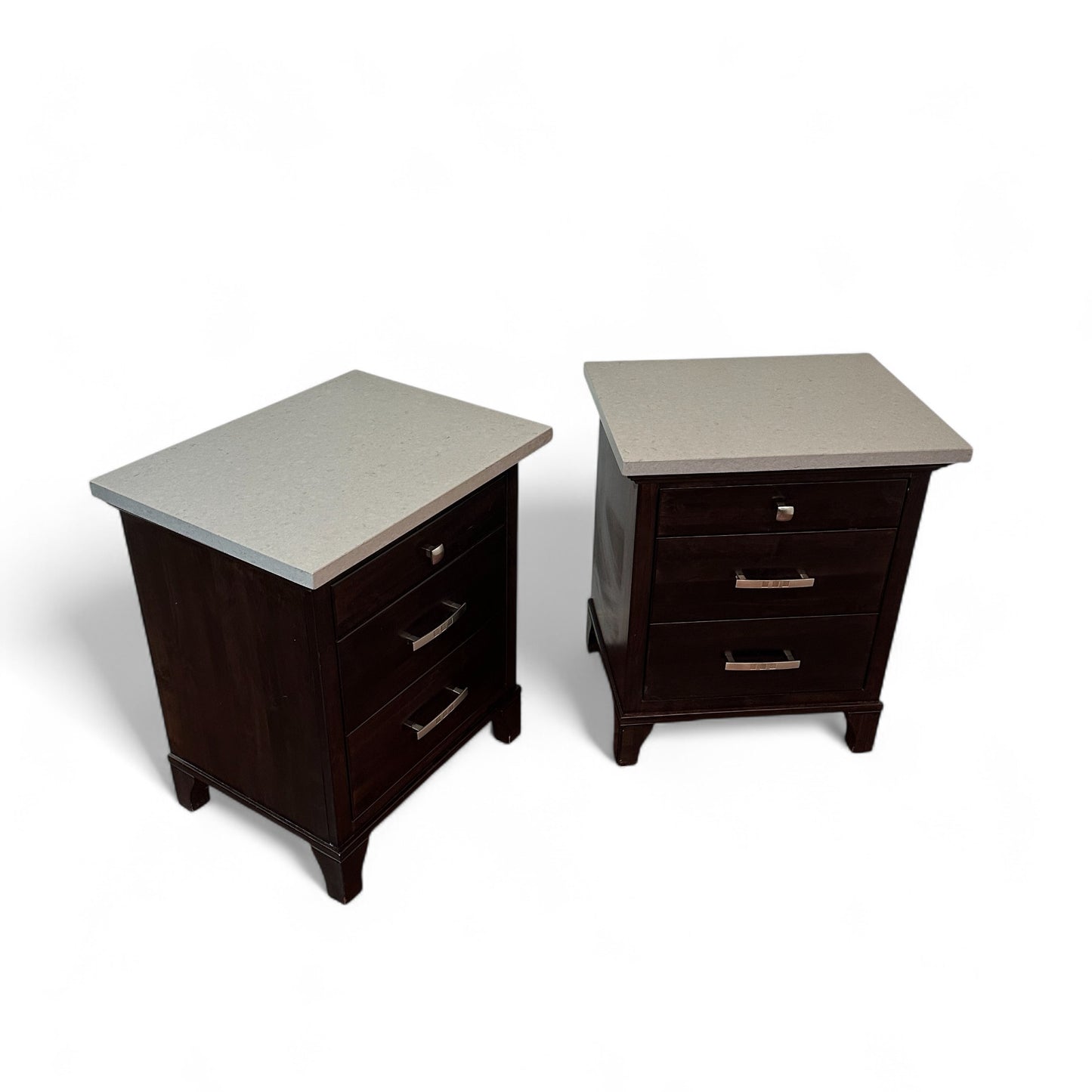 Solid Wood Nightstands with Stone Top (set of 2)